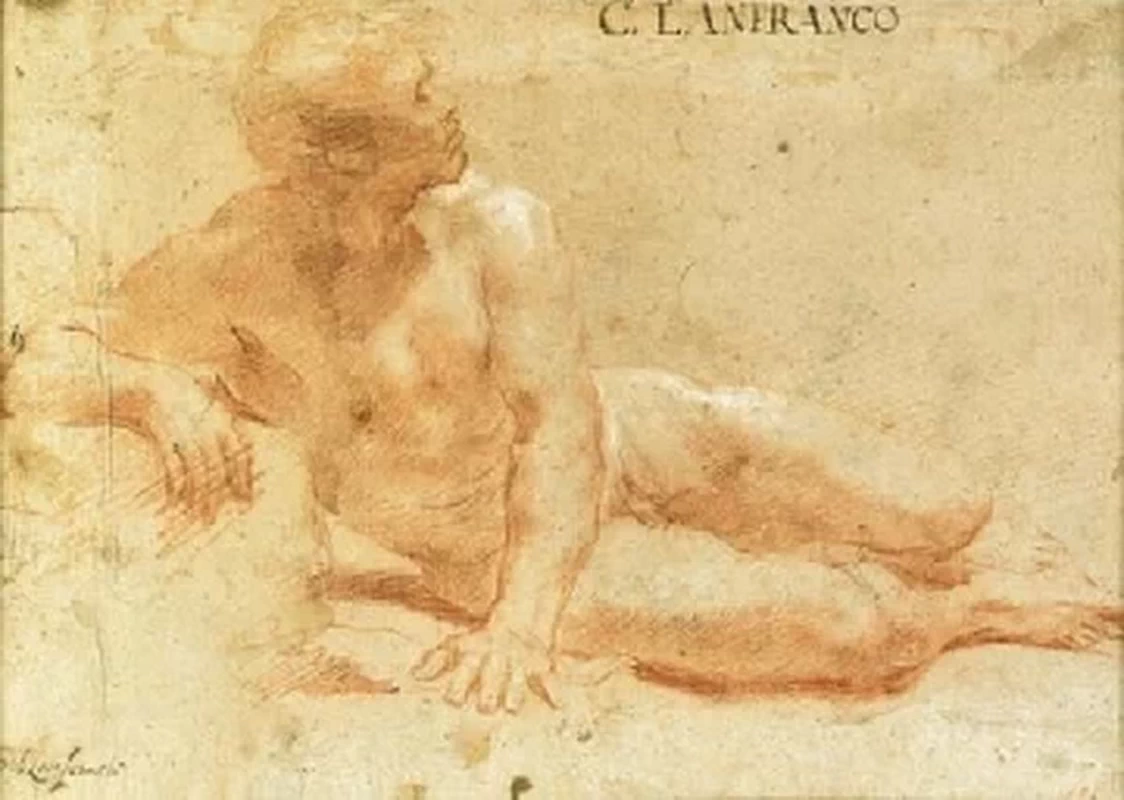 169-Giovanni Lanfranco-Un nudo disteso di profilo a destra  